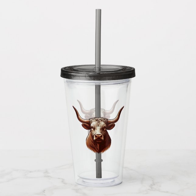 Verre En Acrylique Texas Longhorn (Devant)