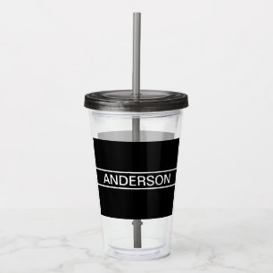 Verre En Acrylique Texte personnalisable   Bold Modern Black & White