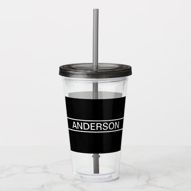 Verre En Acrylique Texte personnalisable | Bold Modern Black & White (Devant)