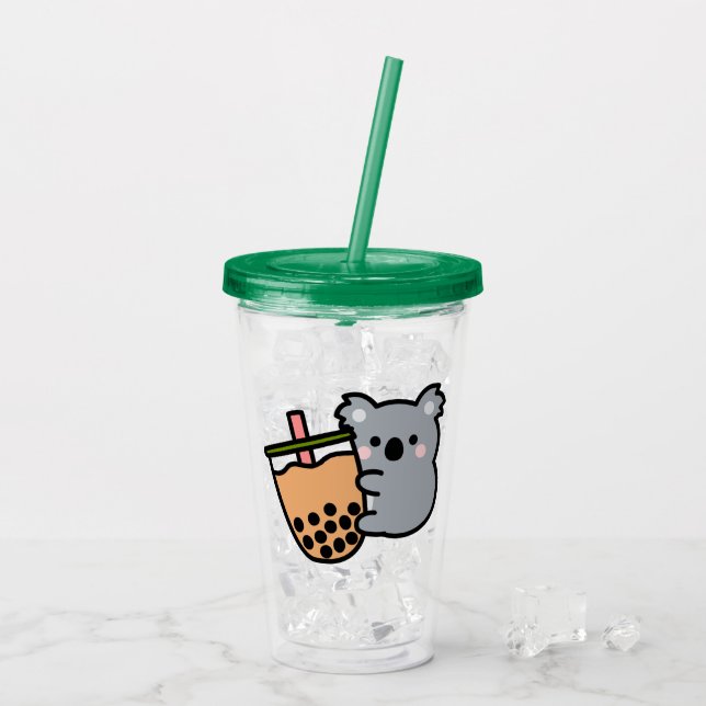 Verre En Acrylique Thé de bulle et ours de Koala (Dos glace)