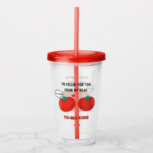 Verre En Acrylique Tomates en amour Cute Romantique Saint Valentin