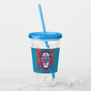 Verre En Acrylique Tons doux Lion personnalisé