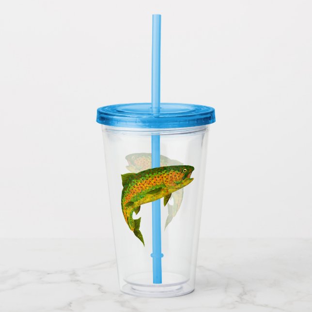 Verre En Acrylique Truite arc-en-ciel feuille Aspen 4 (Devant)