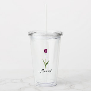 Verre En Acrylique Tulipe Violette Élégante Personnalisée
