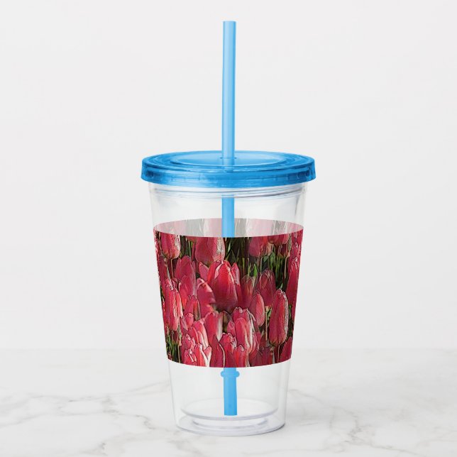 Verre En Acrylique Tulipes roses florales (Devant)
