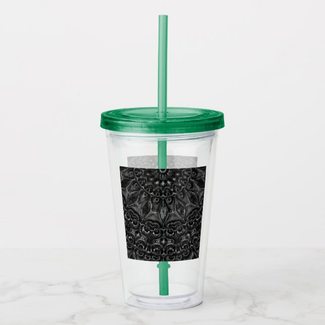 Verre En Acrylique Tumbler Acrylique Mandala Charbon (Devant)