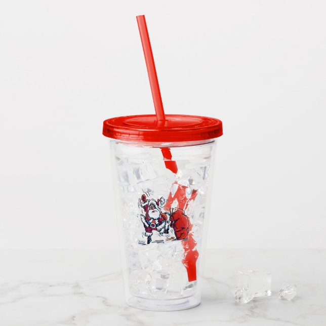 Verre En Acrylique Tumbler acrylique Père Noël en colère (Devant glace)