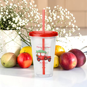 Verre En Acrylique Tumbler en acrylique camion rouge de Noël