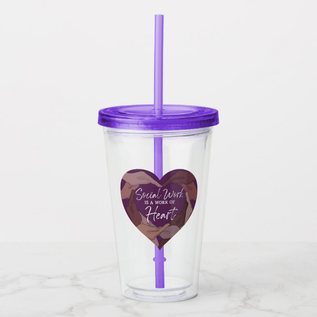 Verre En Acrylique Tumbler Mois du travail social (Devant)