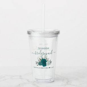 Verre En Acrylique Turquoise & Aqua Roses Élégant Mariage Bridesmaid