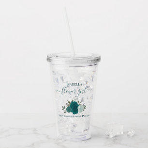 Verre En Acrylique Turquoise & Aqua Roses Élégante Fleur Mariage
