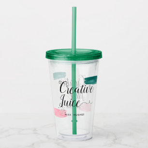 Verre En Acrylique Typographie de jus créatif rose et vert Abstrait