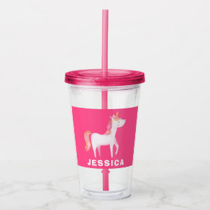 Verre En Acrylique Unicorne Rose mignonne filles