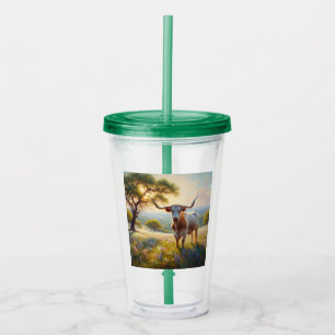Verre En Acrylique Vache à landes du printemps du Texas