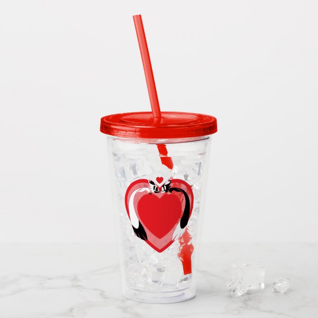 Verre En Acrylique Valentine mignonne animaux amour (Devant glace)