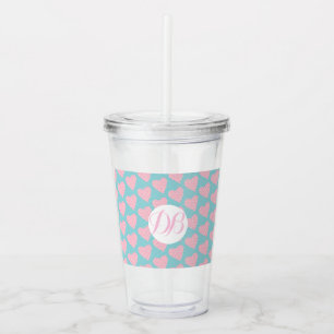 Verre En Acrylique Valentines Day Scribble Hearts Monogramme