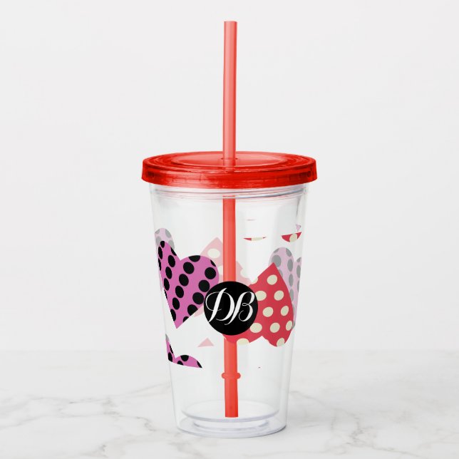 Verre En Acrylique Valentines Jour Punk Coeurs pointillés Monogramme (Devant)
