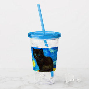 Verre En Acrylique Van Gogh Style Starry Night Cat
