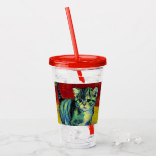 Verre En Acrylique Van Gogh Tabby Cat