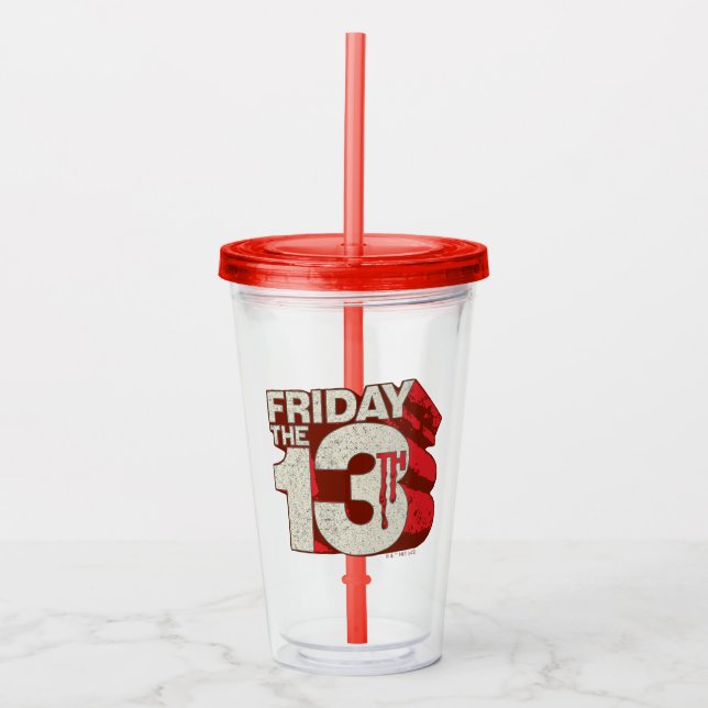 Verre En Acrylique Vendredi 13 | Logo 3D empilé saignant (Devant)