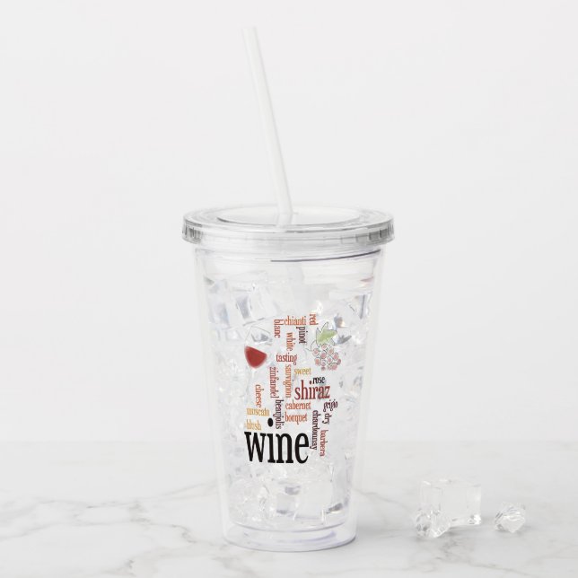 Verre En Acrylique Vin Mot Cloud Design Tumblings acryliques (Devant glace)