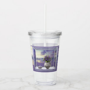 Verre En Acrylique violettes dans un bocal de lune