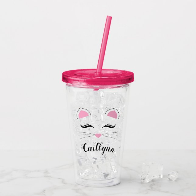 Verre En Acrylique Visage de Glam Cat (Dos glace)