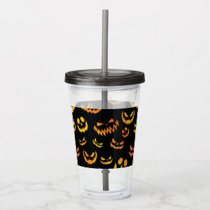 Verre En Acrylique Visage du Citrouille Jack-o'-lantern