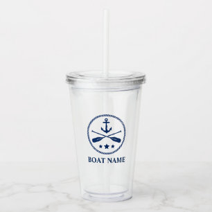 Verre En Acrylique Votre bateau ou nom Ancre et aviron - Paddles Sipp