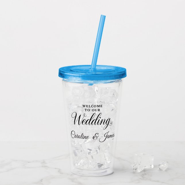 Verre En Acrylique Welcome to Our Wedding  Add Name  (Dos glace)