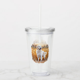 Verre En Acrylique White Golden Retriever Dog