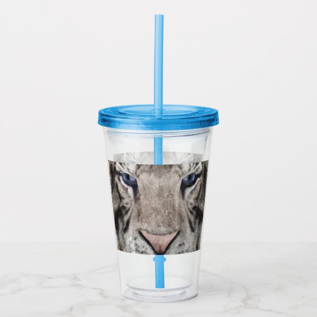 Verre En Acrylique White Tiger Head  (Devant)