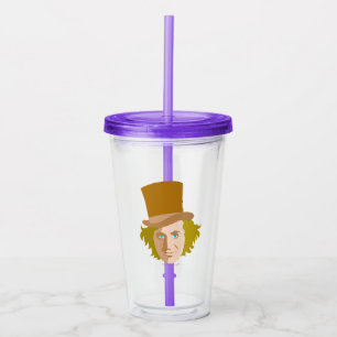 Verre En Acrylique Willy Wonka Stenciled Face Graphisme
