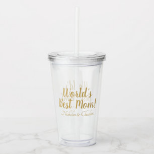 Verre En Acrylique World’s Best Mom gold custom script mignon