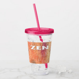 Verre En Acrylique Zen blanc roseaux fuchsia acrylique tumbler