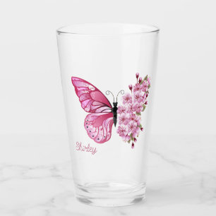Verre en fleur de papillon avec nom personnalisé