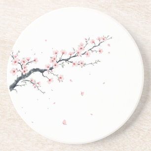 Verre En Grès Branche de fleurs de cerisier Sakura sur dessous d