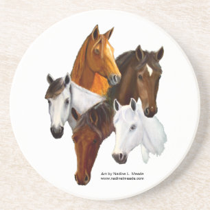 Verre En Grès Dessous de verre, 5 chefs de cheval