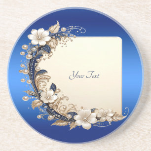 Verre En Grès Embellissement floral bleu blanc sur dessous de ve