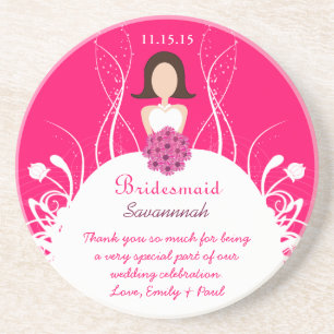 Verre En Grès Fuchsia Brunette Bridesmaid Mariage Dessous de ver