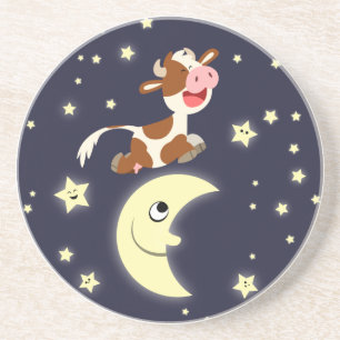 Verre En Grès Jolie vache Caricature Qui Saute Sur Le Dessous de