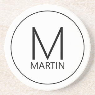 Verre En Grès Monogramme personnalisé moderne et Dessous de verr