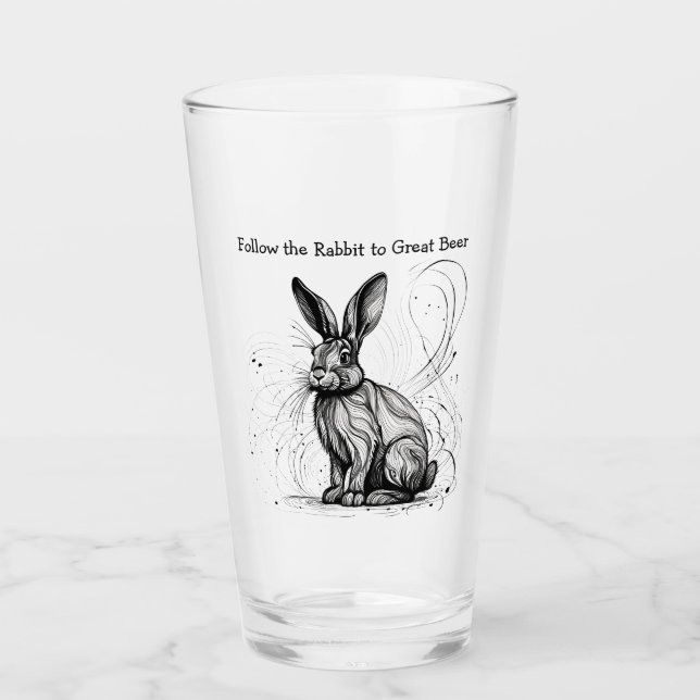 Verre Encre noire noire lapin drôle Customisée (Devant)
