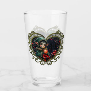 Verre Enfant Elfe mignon en manteau à capuchon vert