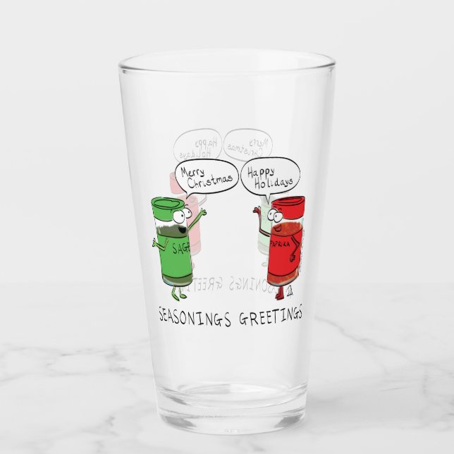 Verre Épices de cuisine de dessin animé de Noël drôle (Devant)