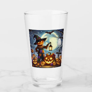 Verre Épouvantail et citrouilles d'Halloween mignons et