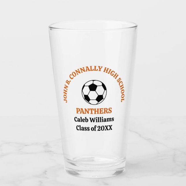 Verre Équipe de football personnalisée de lycée Orange (Devant)