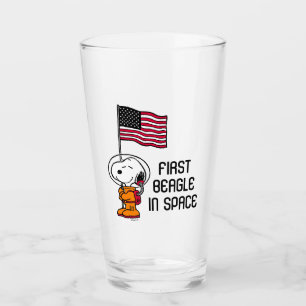 Verre ESPACE Snoopy avec astronaute du drapeau