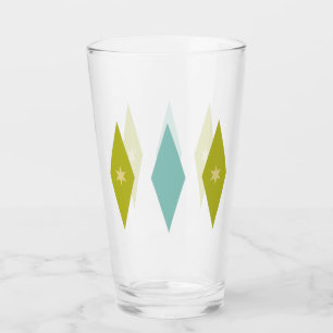 Verre Étoiles et diamants verts avocat Aqua Mid Century
