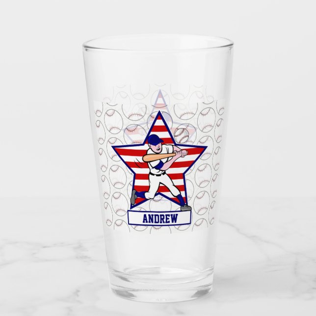 Verre étoiles personnalisées en bandes de baseball (Devant)